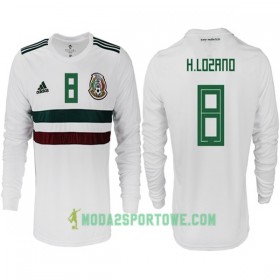 Koszulka Meksyk H. LOZANO 8 Mistrzostwa Świata 2018 Wyjazdowe Stroje Piłkarskie Długi Rękaw